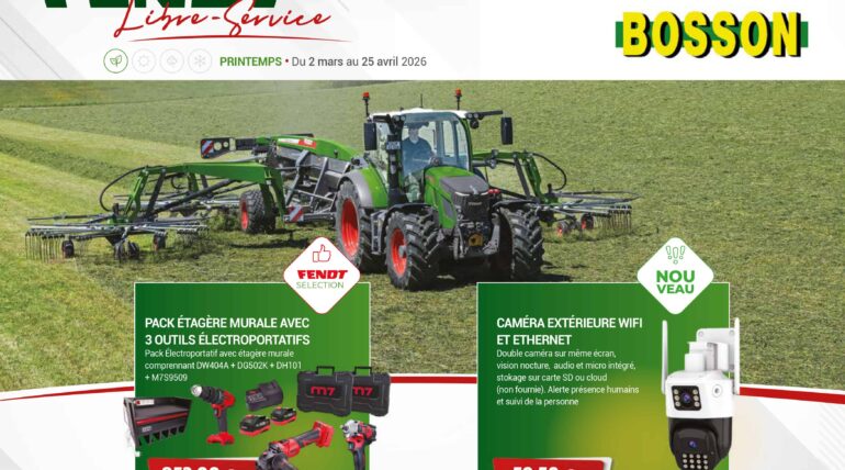 Catalogue Fendt Libre-Service du printemps 2026 disponible chez Bosson SA