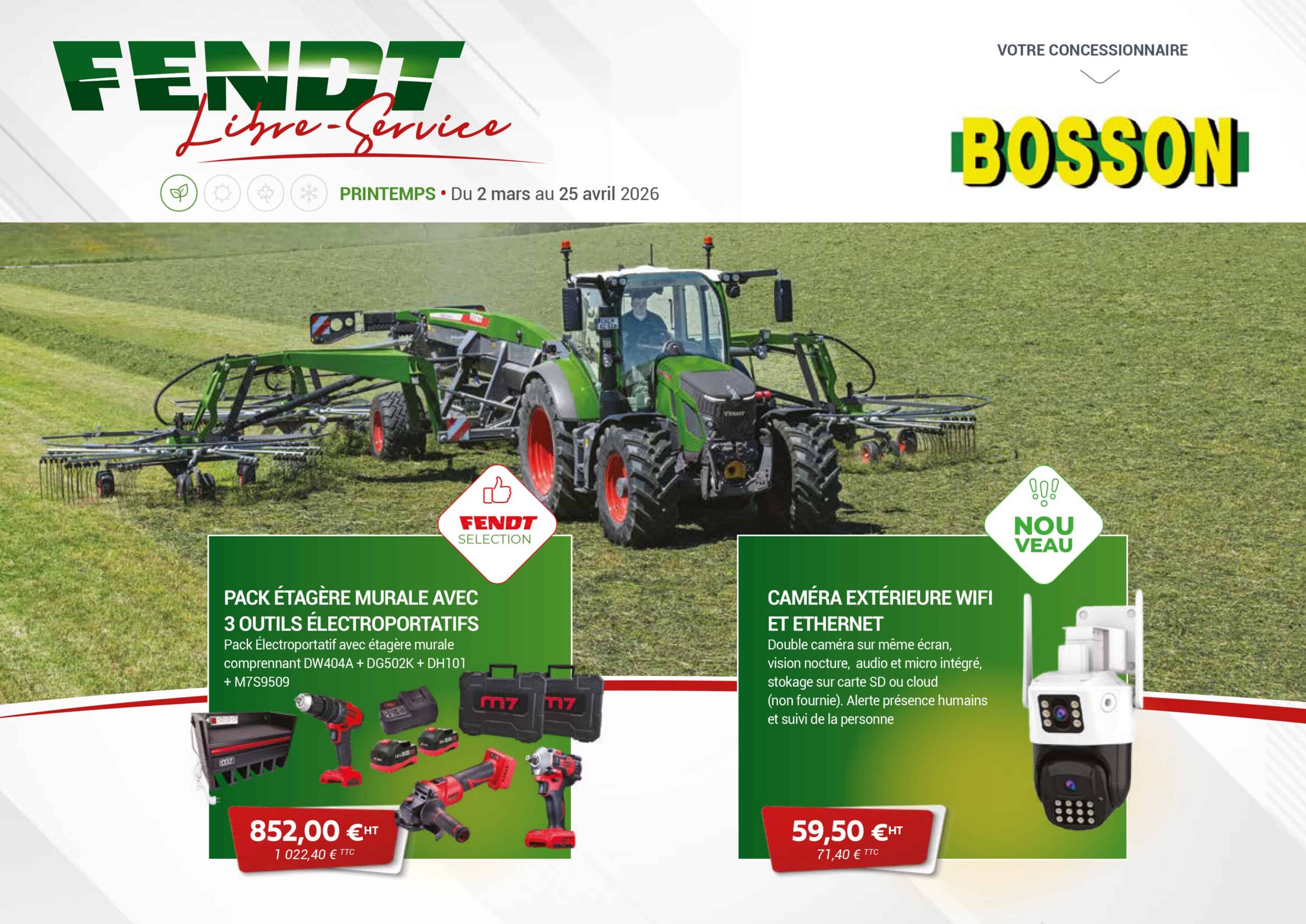 Catalogue Fendt Libre-Service du printemps 2026 disponible chez Bosson SA